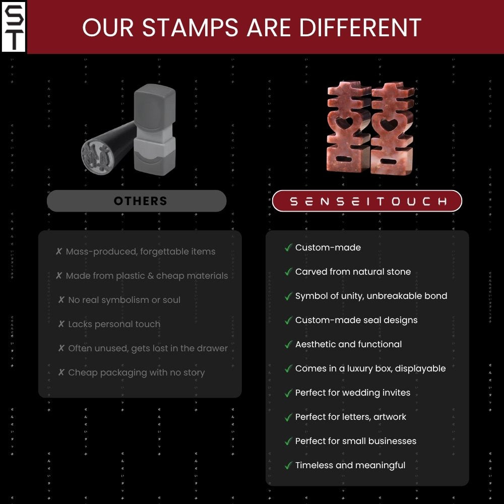 Custom-made Couple Seals Set for Happiness & Love with Red Ink