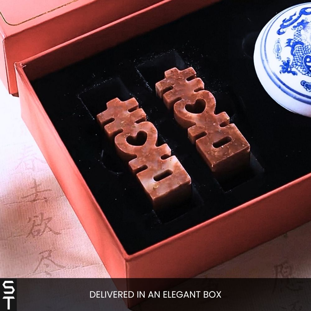 Custom-made Couple Seals Set for Happiness & Love with Red Ink