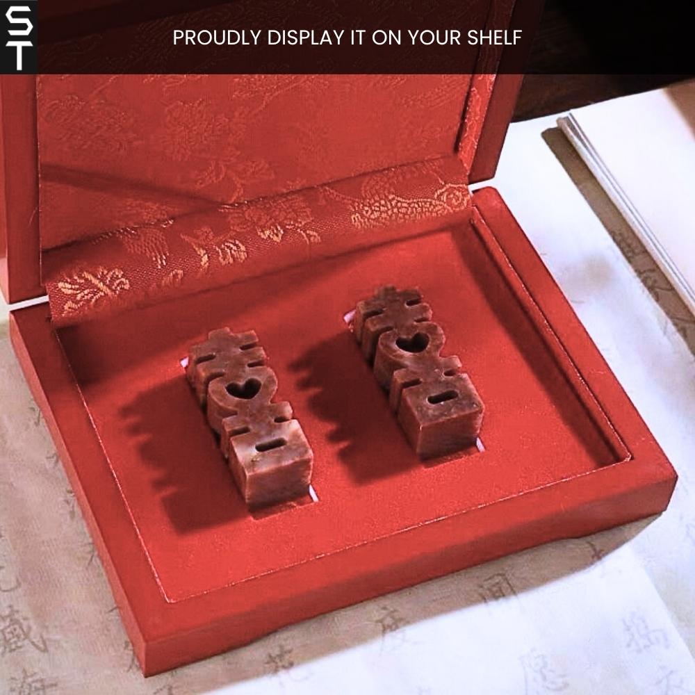 Custom-made Couple Seals Set for Happiness & Love with Red Ink